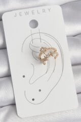 Pirinç Gold Renk Zirkon Taşlı Yıldız Model Kadın Kıkırdak Küpe - TJ-BKP10585