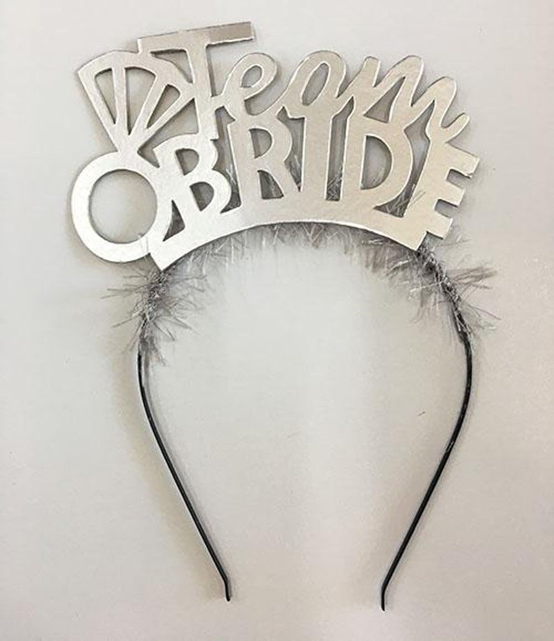 Team Bride Yazılı Alyanslı Gümüş Renk Parti Tacı