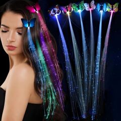 Led Fiber Optik Işıklı Kelebek Saç Klipsi 1 Adet (4944)