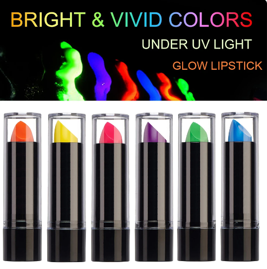 Karanlıkta Parlayan Yanan UV Neon Ruj Yüz Boyama 6 Adet 6 Renk (4944)