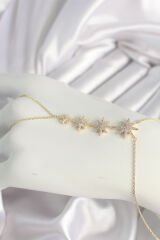 Pirinç Gold Renk Zirkon Taşlı Kutup Yıldız Model Kadın Şahmeran - TJ-SN613