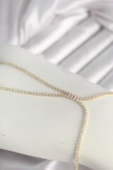 Pirinç Gold Renk Zirkon Taşlı Su Yolu Zirkon Taşlı Kadın Şahmeran - TJ-SN615