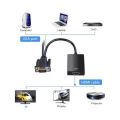 VGA TO HDMI ÇEVİRİCİ ADAPTÖR SES GİRİŞLİ (4944)