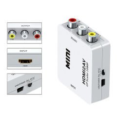 HDMI TO RCA MİNİ MODEL 1920X1080 PLASTİK KASA ÇEVİRİCİ KONVERTÖR (4944)