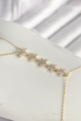 Pirinç Gold Renk Zirkon Taşlı Yıldız Model Kadın Şahmeran - TJ-SN617