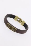 Eskitme Metal Zebra Aksesuarlı Kahverengi Deri Erkek Bileklik - TJ-EB2068-KS