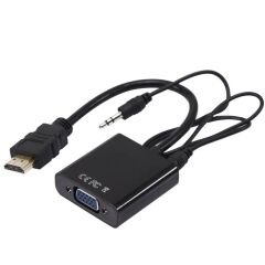 HDMI TO VGA ÇEVİRİCİ ADAPTÖR SES ÇIKIŞLI KUTULU (4944)