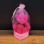 Hediyelik Pembe Tül Kese Ve Ayıcık