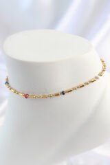 316L Çelik Gold Renk Renkli Boncuk Detay Kadın Halhal - TJ-HH1640