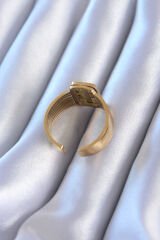 316L Çelik Gold Renk Zirkon taşlı Kaburga Model Kadın Yüzük - TJ-BYK2760