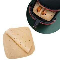 100 Adet Air Fryer Pişirme Kağıdı Tek Kullanımlık Hava Fritöz Yapışmaz Yağlı Kağıt Delikli  Model (4944)