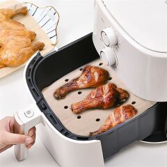 100 Adet Air Fryer Pişirme Kağıdı Tek Kullanımlık Hava Fritöz Yapışmaz Yağlı Kağıt Delikli  Model (4944)