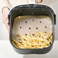 100 Adet Air Fryer Pişirme Kağıdı Tek Kullanımlık Hava Fritöz Yapışmaz Yağlı Kağıt Delikli  Model (4944)