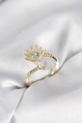 Gold Renk Göz Model Zirkon Taşlı Kadın Yüzük - TJ-BYK4074