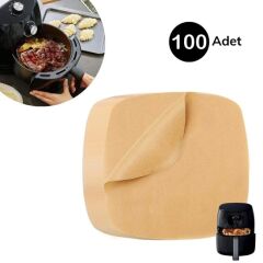 100 Adet Air Fryer Pişirme Kağıdı Tek Kullanımlık Yağ Su Geçirmez Yapışmaz Deliksiz Düz Kare Model (4944)