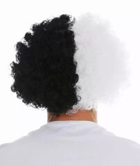 Siyah Beyaz Kıvırcık Afro Bonus Peruk Taraftar Bonus Saç (4944)