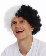 Siyah Beyaz Kıvırcık Afro Bonus Peruk Taraftar Bonus Saç (4944)