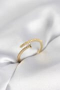 Çivi Model Zirkon Taşlı Gold Renk Kadın Yüzük - TJ-BYK4076