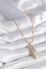 316L Çelik Gold Renk Zirkon Taşlı Vintage Model Kadın Kolye - TJ-BKO9517