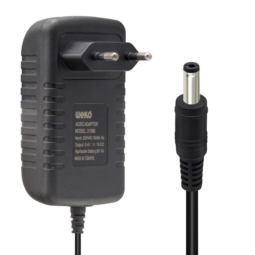 8.4 VOLT - 1 AMPER - 8.4 WATT 5.5*2.5 UÇLU LİTYUM PİL LEDLİ YERLİ ÜRETİM ŞARJ ADAPTÖRÜ (OUT:6V-1A) (4944)
