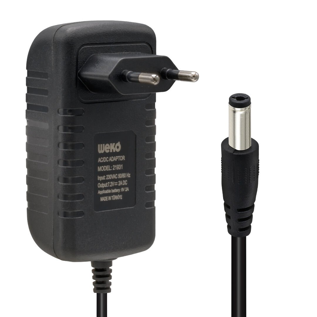 7.2 VOLT - 2 AMPER 5.5*2.5 UÇLU LEDLİ YERLİ ÜRETİM AKÜ ŞARJ CİHAZI (OUT:6V-2A) (4944)