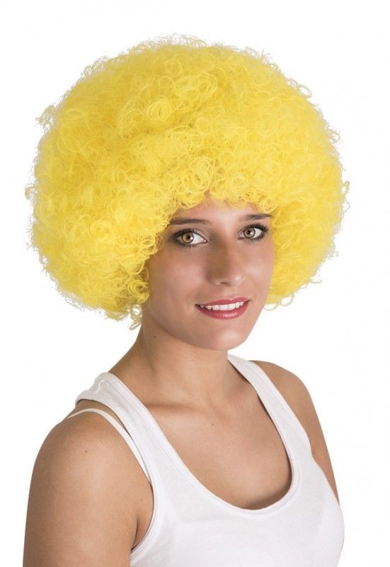 Sarı Renk Kıvırcık Afro Bonus Peruk (4944)