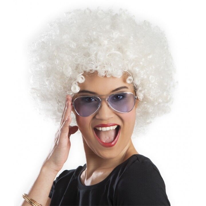 Beyaz Renk Kıvırcık Afro Bonus Peruk (4944)