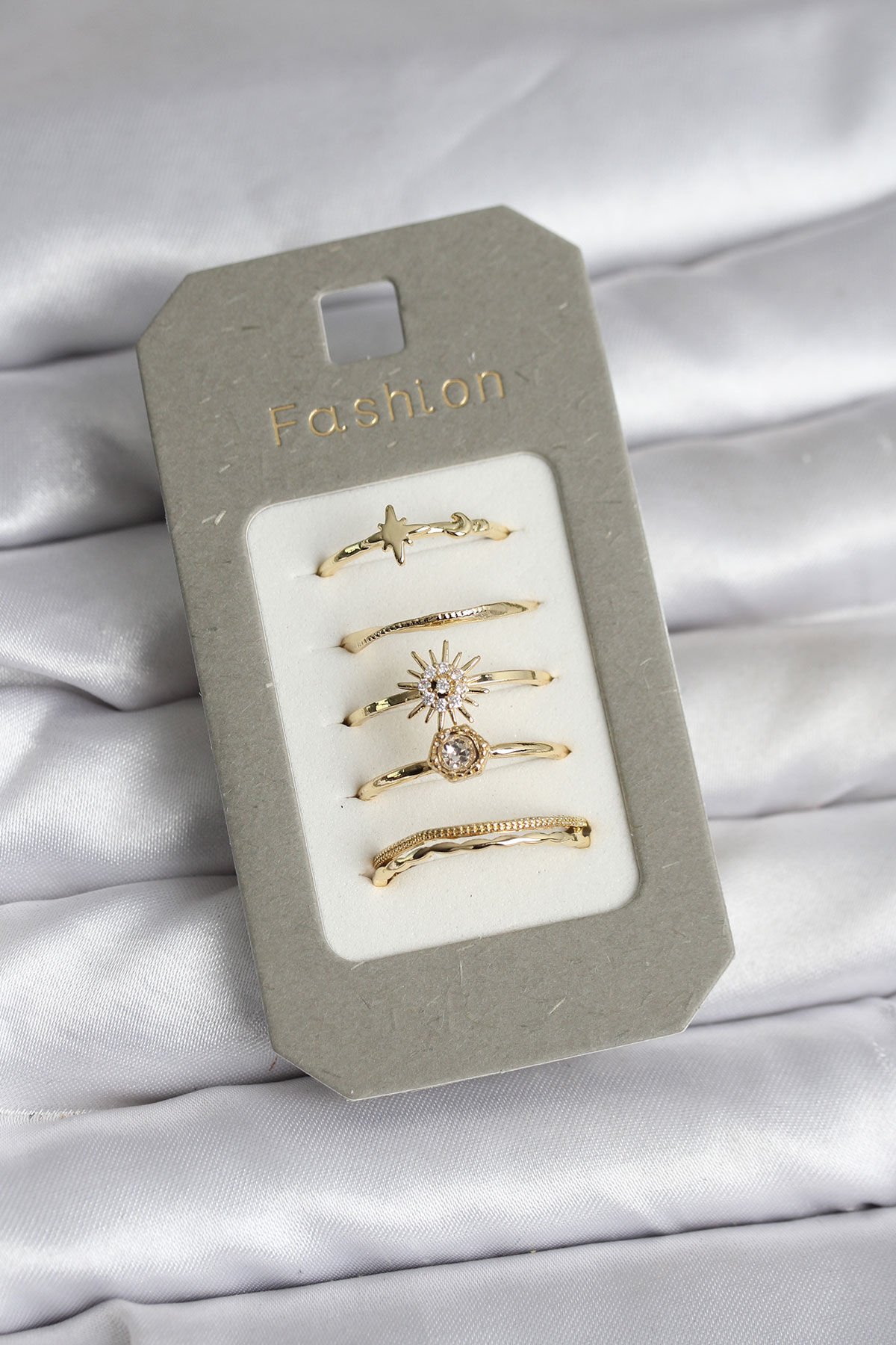 Pirinç Gold Renk 5'li Yüzük Seti - TJ-BYK3922