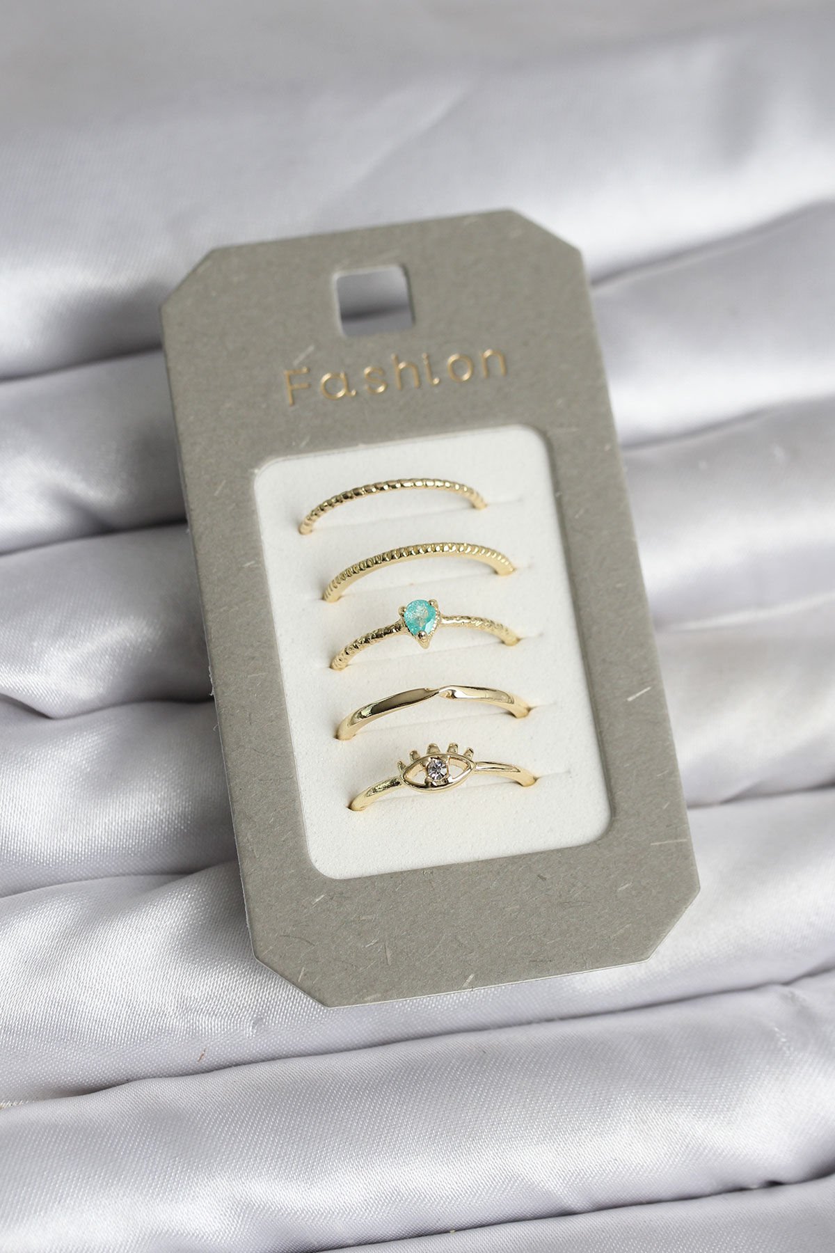 Pirinç Gold Renk 5'li Yüzük Seti - TJ-BYK3923