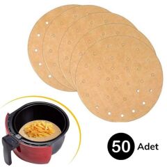 50 Adet Air Fryer Pişirme Kağıdı Tek Kullanımlık Gıda Pişirme Kağıdı Delikli Yuvarlak Model (4944)