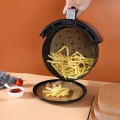 50 Adet Air Fryer Pişirme Kağıdı Tek Kullanımlık Gıda Pişirme Kağıdı Delikli Yuvarlak Model (4944)