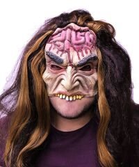 Uzun Saçlı Yarım Surat Beyin Figürlü Lateks Et Maske