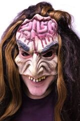 Uzun Saçlı Yarım Surat Beyin Figürlü Lateks Et Maske