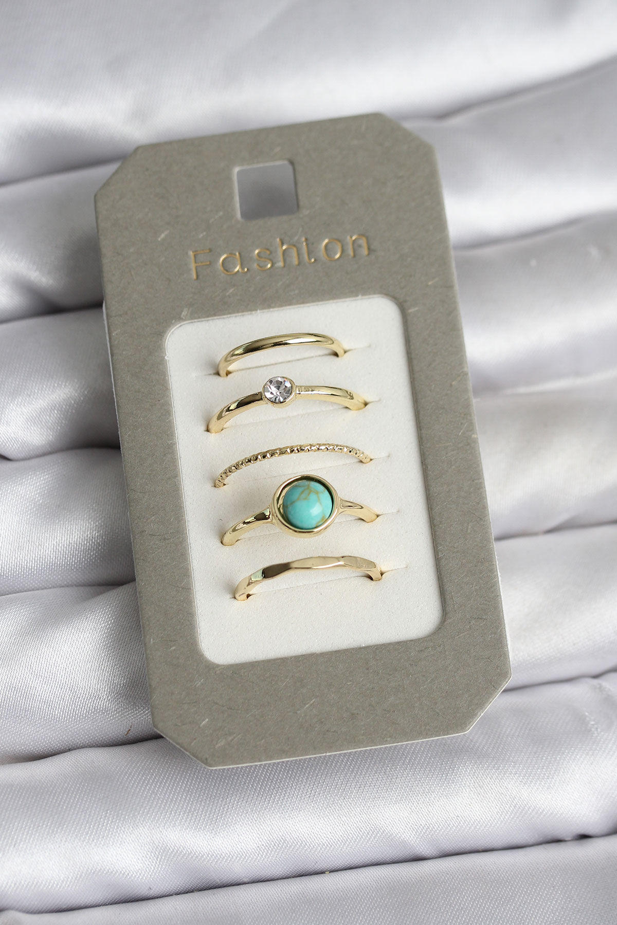 Pirinç Gold Renk 5'li Yüzük Seti - TJ-BYK3925