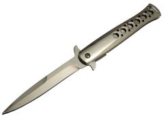 Tac-Force 1111WY Gri Yunuslu Kamp Çakı 23cm - Yarı Otomatik, Metal Sap