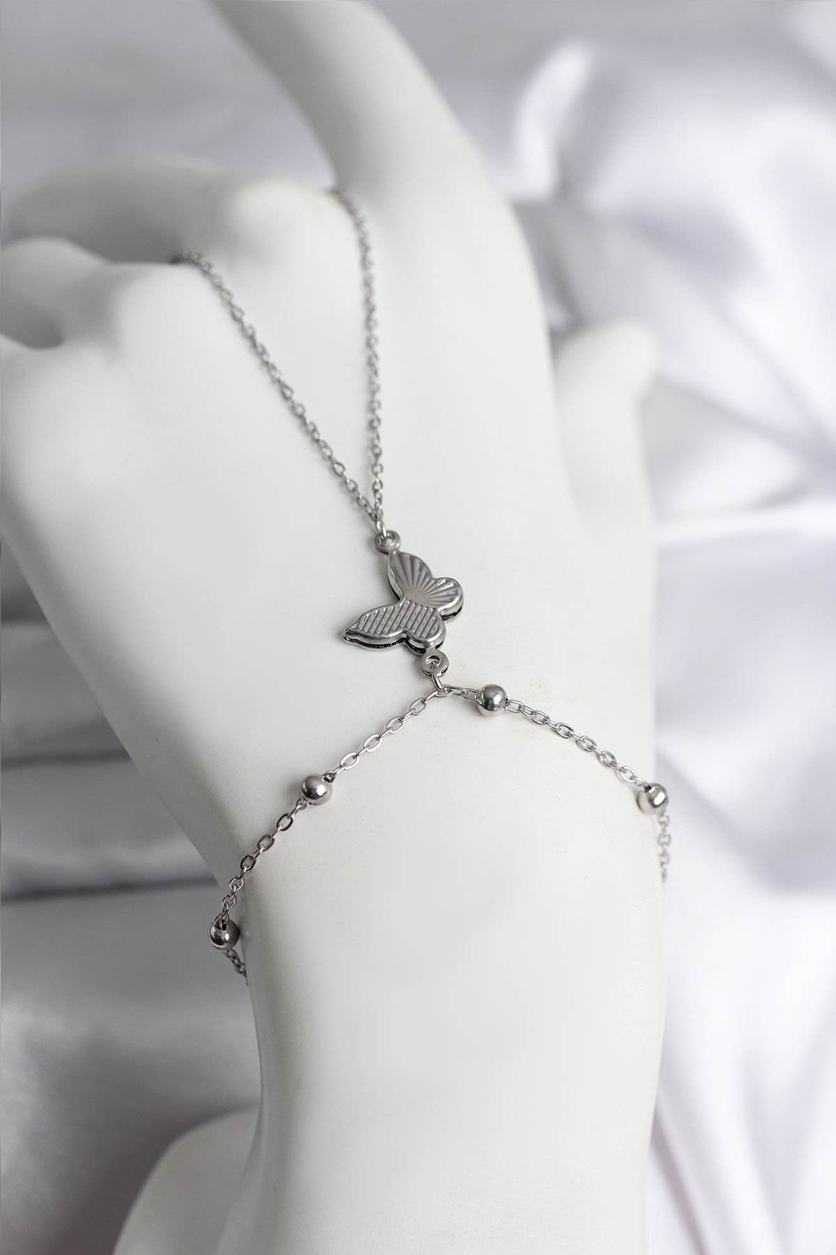 316L Çelik Gümüş Renk Kelebek Model Kadın Şahmeran - TJ-SN733