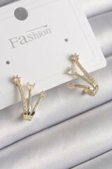 Pirinç Gold Renk Zirkon Taşlı Kadın Küpe - TJ-BKP9963