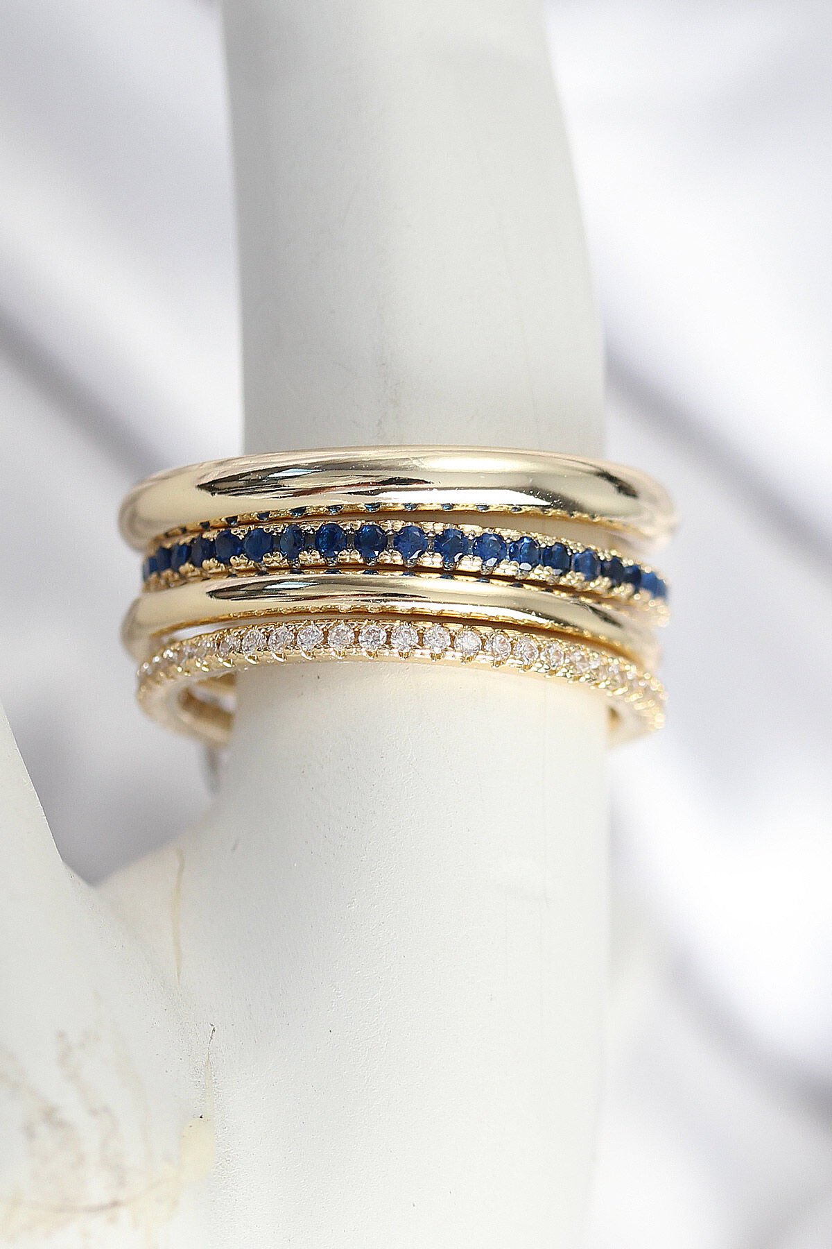 Pirinç Zirkon Taşlı Mix Renk 3'Lü Kadın Yüzük - TJ-BYK3826