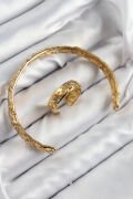 Pirinç Zirkon Taşlı Vintage Model Gold Renk Bileklik Yüzük Set - TJ-BB7603