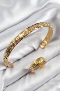 Pirinç Zirkon Taşlı Vintage Model Gold Renk Bileklik Yüzük Set - TJ-BB7603