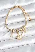 Pirinç Gold Renk Ay ve Güneş Charmlı Kadın Bileklik - TJ-BB7997