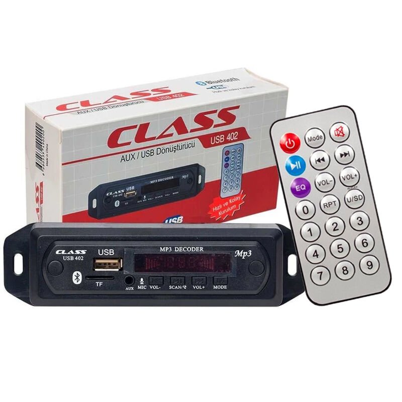 CLASS USB-402 BLUETOOTH/AUX USB/SD/MMC MIKROFONLU KUMANDALI OTO TEYP ÇEVİRİCİ DİJİTAL PLAYER (4944)