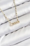 Pirinç Zirkon Taşlı Messika Model Ezme Zincir Gold Renk Kadın Kolye - TJ-BKO10391