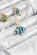 Seramik Motifli Balık Figürlü Model Krem İp Kadın Kolye - TJ-BKO10394