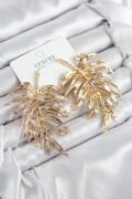 Pirinç Yaprak Model Gold Renk Kadın Küpe - TJ-BKP11212