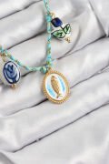 Seramik Motifli Balık Figürlü Model Mavi İp Kadın Kolye - TJ-BKO10399