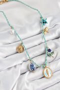 Seramik Motifli Balık Figürlü Model Mavi İp Kadın Kolye - TJ-BKO10399