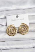 316L Çelik Gold Renk Sarmal Model Kadın Küpe - TJ-BKP11506