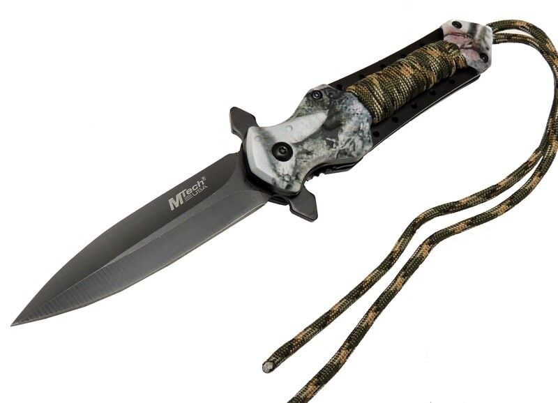 4266 Siyah Kamp Çakı 21cm - Yarı Otomatik, İpli