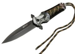 4266 Siyah Kamp Çakı 21cm - Yarı Otomatik, İpli